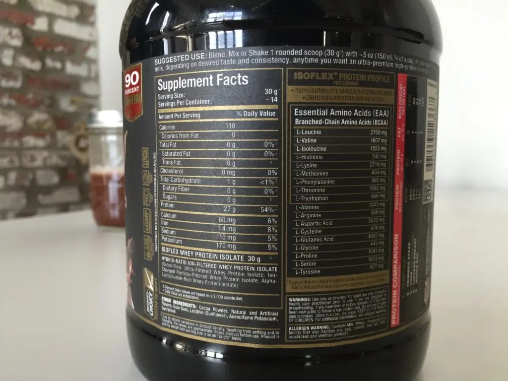 Nutritional profile of allmax isoflex whey protein isolate review