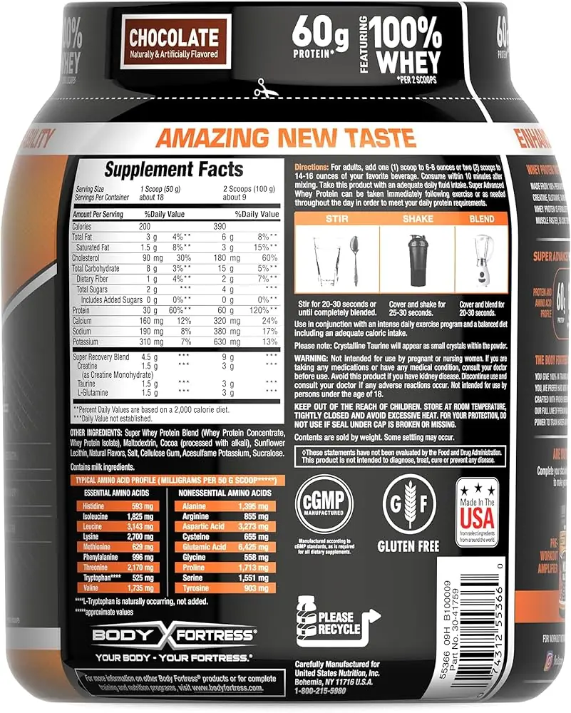 key ingredients and nutritional profile body fortress super advanced whey protein powder review